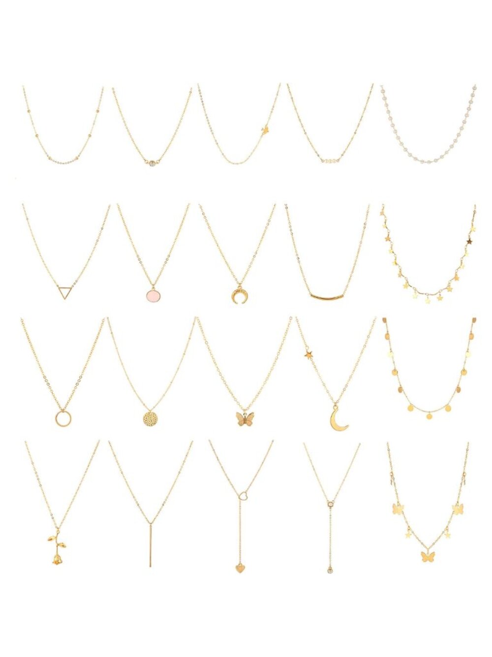 20pc Dainty 14K Gold Plated Choker Necklace Set Layered Chain